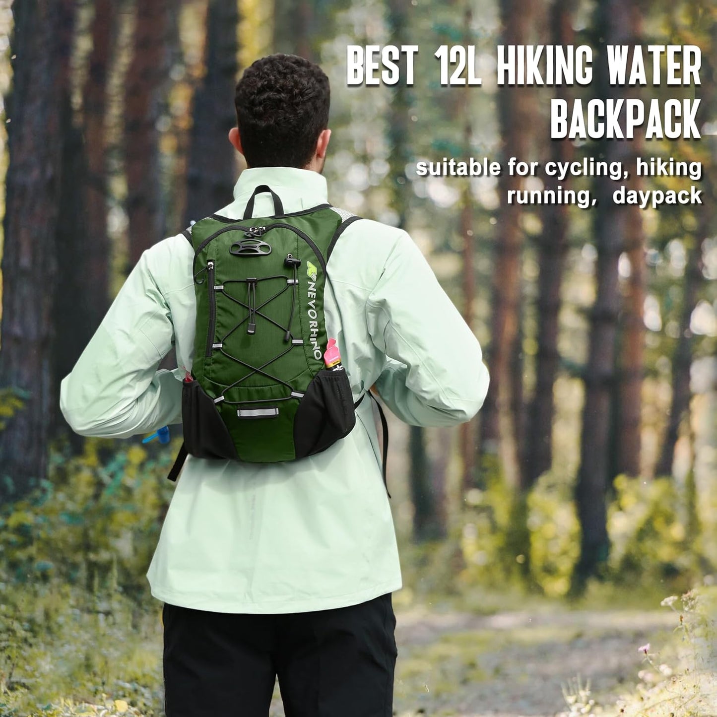 Lightweight Hydration Backpack, Running Backpack with 2L Water Bladder, Hydro Water Daypack for Cycling Hiking Rave for Men Women