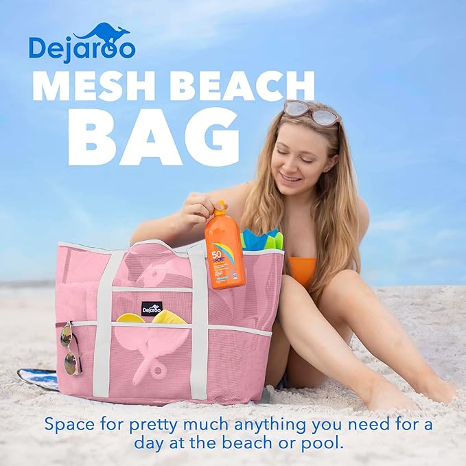 Dejaroo Mesh Sand Free Bag - Strong Lightweight Bag For Beach & Vacation Essentials. Tons of Storage!
