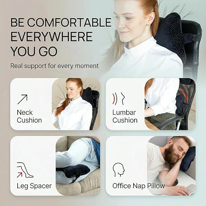 Aeris Car Headrest Pillow,%100 Memory Foam Car Neck Pillow for Driving with Strap - Carry Bag - Maximum Neck Support for Car Seat - Portable Small Travel Pillow - Perfect for Camping and Traveling