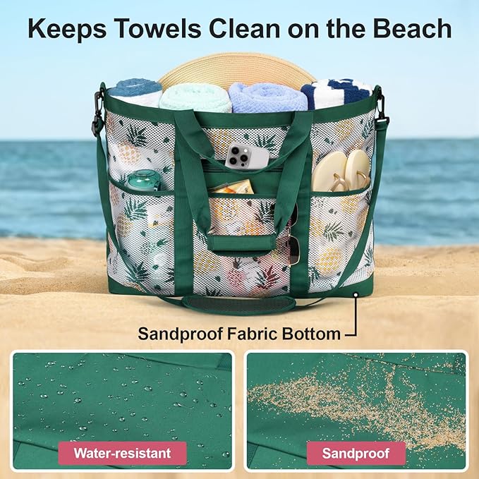 F-color Mesh Beach Bag Family - Large Tote Bag for Cruise Pool Toys Beach Vacation Essentials