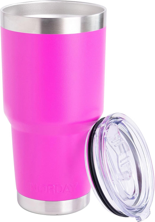 NORDAY | Tumbler with Lid - 30oz - Pink Insulated Tumbler - Stainless Steel Tumblers - Double Wall Vacuum Insulated Travel Coffee Mug for Car Cup Holder - Keeps Temperature for 24hr - Anti Spill Lid