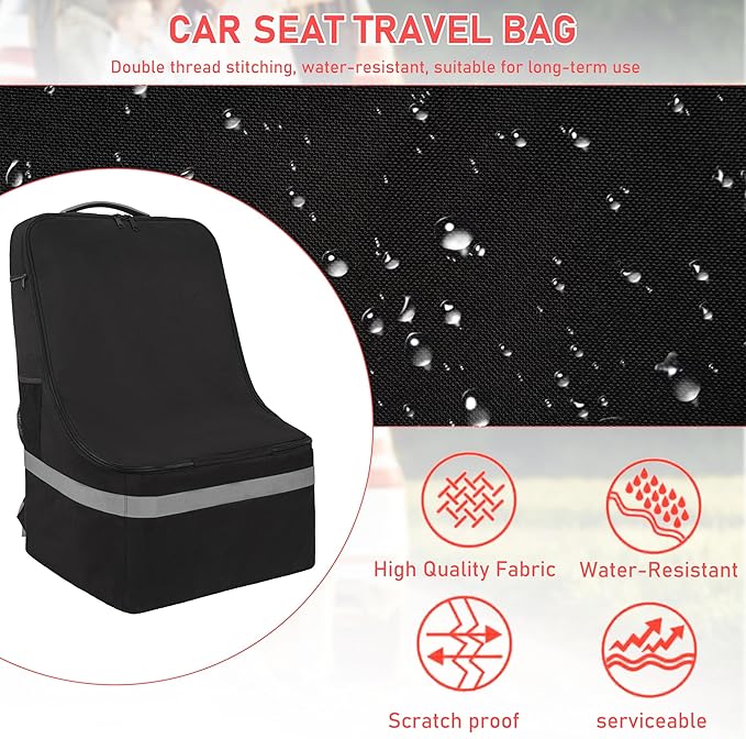 Padded Car Seat Travel Bag for Airplane, Heavy Duty Car Seat Bag for Air Travel Gate Check Carseat Carrier Bag with Shoulder Strap, Fits Most Baby & Infant Car Seats