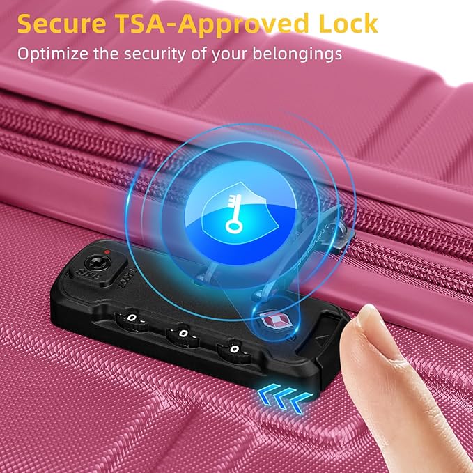 LARVENDER Luggage Sets 6 Piece, Expandable Hardside Carry on Suitcase Set with Spinner Wheels, Lightweight Rolling Luggage Sets for Women with TSA Lock, Hot Pink