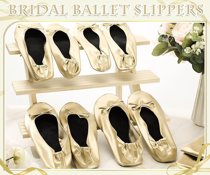Cuffbow Wedding Foldable Flats Dancing Shoes Bulk Women's Roll up Ballet Flats Wedding Party Slippers for Bridesmaids Guests