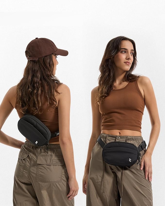 tomtoc Belt Bag with RFID Blocking, 1.5L Cross Body Fanny Pack for Women Men, Sling Waist Bags with Adjustable Strap for Travel Walk