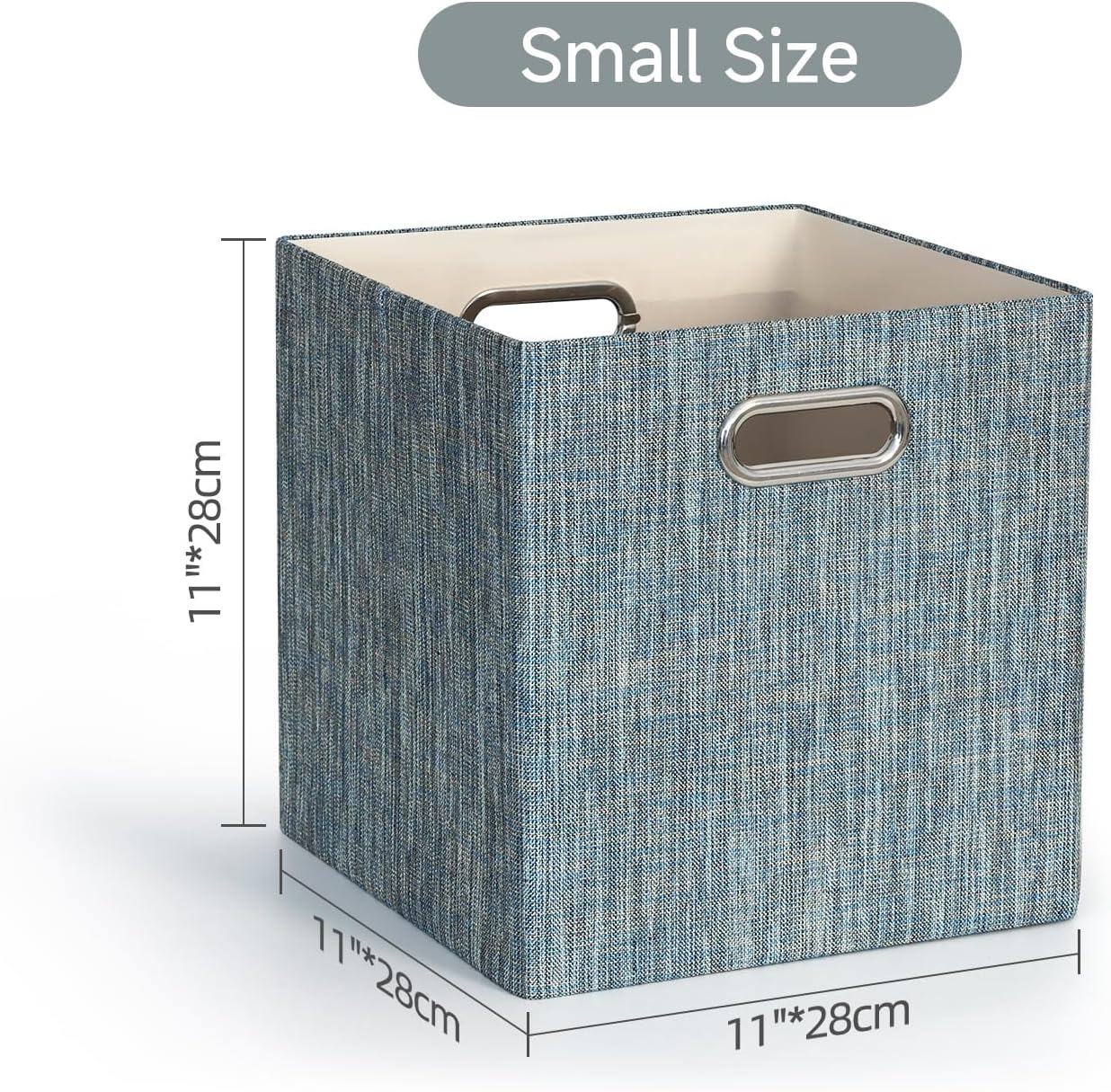 Posprica Storage Basket Bins,11×11×11 Foldable Storage Cube Boxes Fabric Drawer for Closet Shelf Cabinet Bookcase - Set of 4,Teal