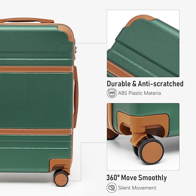 LONG VACATION Carry On Luggage Set 3 Piece, 20 Inch ABS+PC Hardshell Carry on Suitcase with Spinner Wheels TSA Lock & YKK Zipper