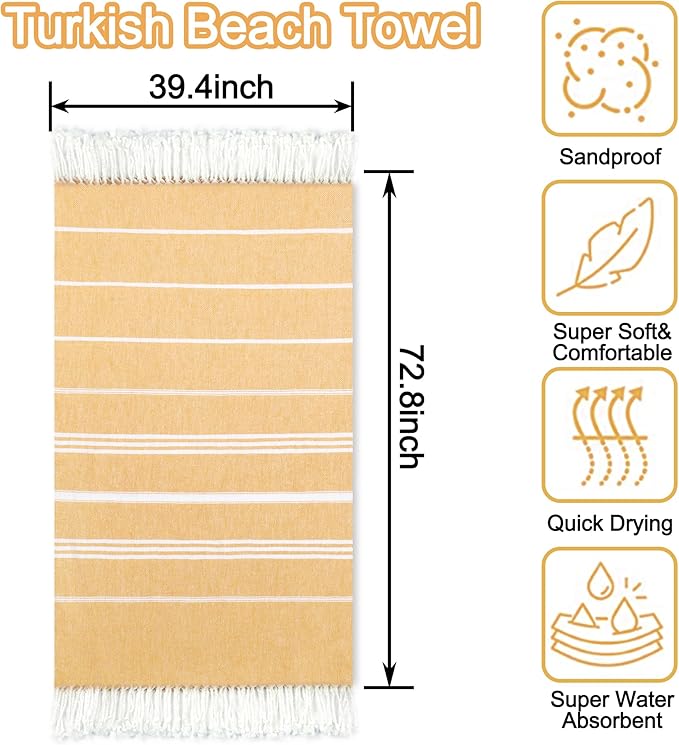 Beach Towel 2 Pack,Sand Free Beach Towels Oversized 39 x 72,Turkish Beach Towel Quick Dry Towel,Lightweight Pool Towels for Adults Travel Towel,Cool Beach Essentials Super Absorbent Towels