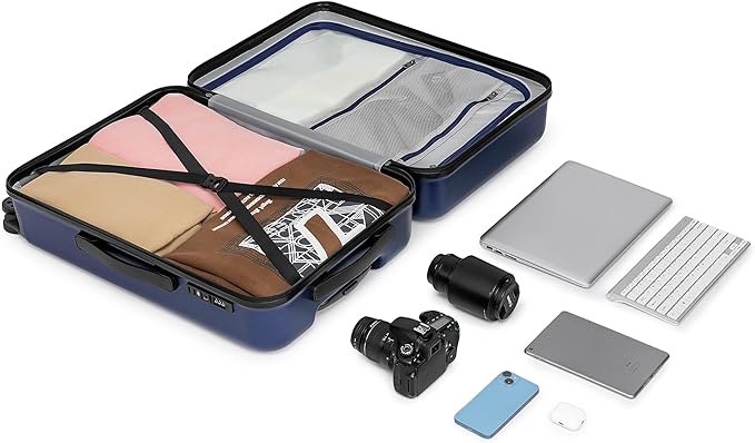 KYME Luggage Sets 2 Piece Hardshell 20"/24" Suitcase with Double Spinner Wheels Hardside Suitcases Sets with TSA Lock PC+ABS Travel Luggage (Navy Blue, 2Pcs Set(20"/24"))