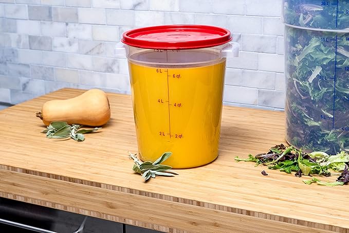 Carlisle FoodService Products Storplus Round Food Storage Container with Stackable Design for Catering, Buffets, Restaurants, Polypropylene (Pp), 8 Quart, Clear
