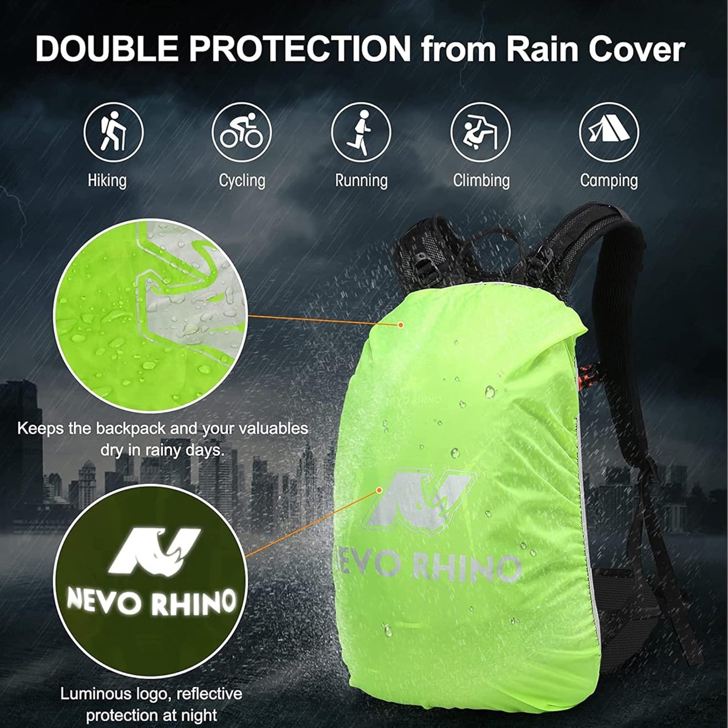 Hydration Backpack 3L Water Bladder, Hiking Water Backpack with Rain Cover, Insulation Hydration Daypack Rucksack for Cycling