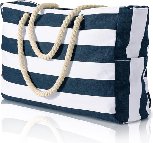Becokan Beach Bags for Women Large Waterproof Beach Tote Bag Zipper Beach Bags Waterproof Sandproof Swim Pool Bag Large Tote