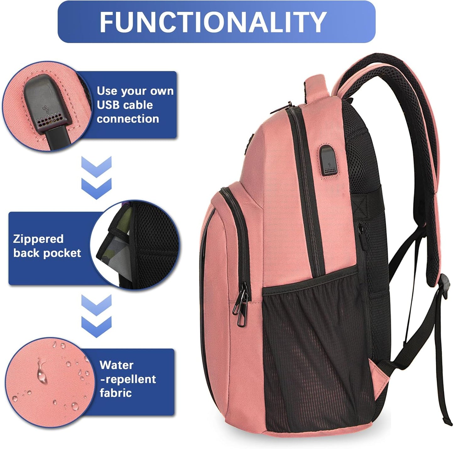 LARIPOP Extra Large Backpack,17.3 Inch Business Laptop backpack for Men Women with USB Charging Port,Water-Resistant Laptopack Weekender Daypack for Work College Computer