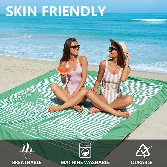 Beach Blanket Waterproof Sandproof Extra Large Beach Mat 79" X 83"/120"x108"for 1-8 Adults Quick Drying Durable Outdoor Picnic Mat for Beach Travel Camping Hiking