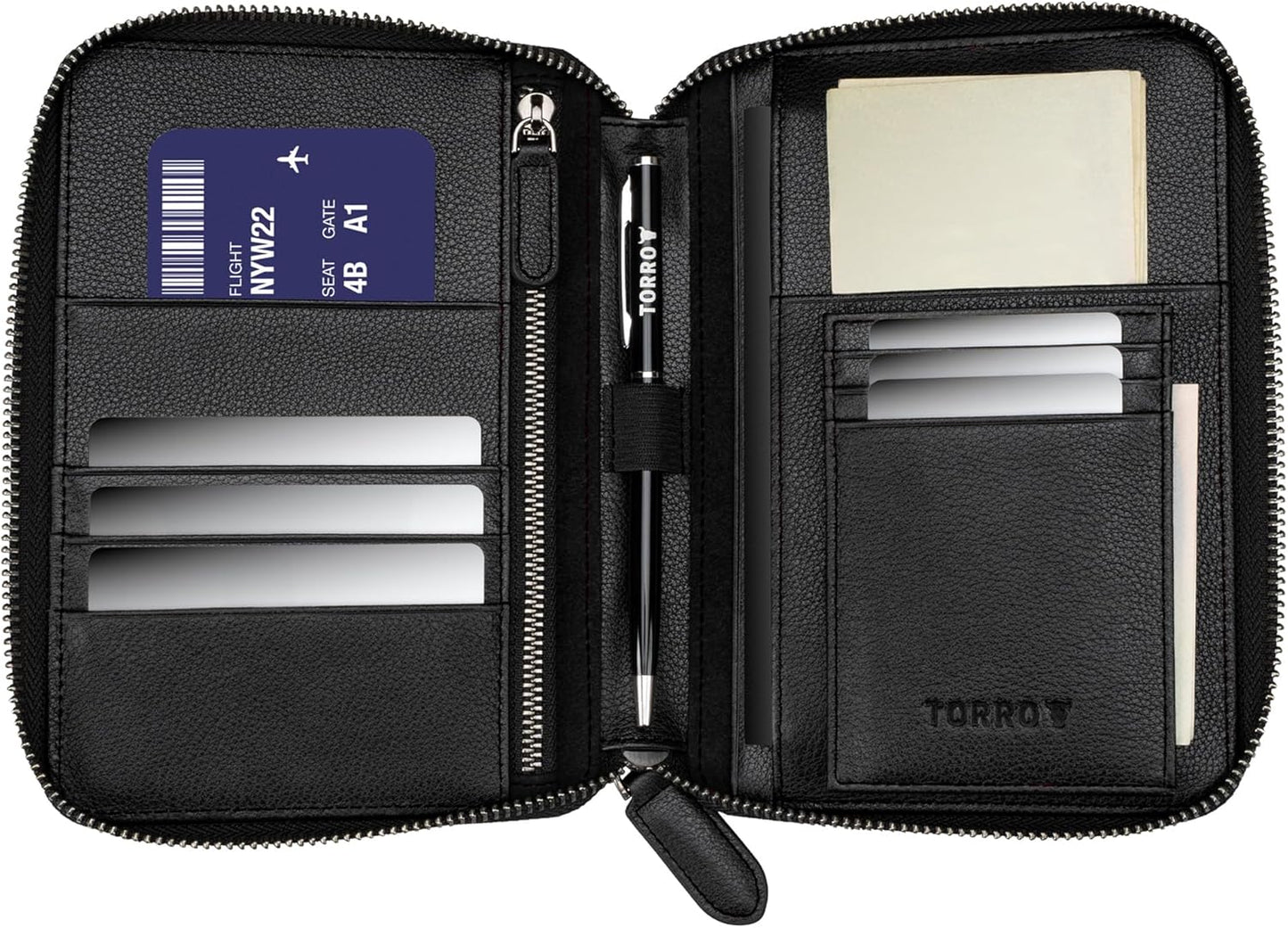TORRO Travel Wallet – Genuine Leather Travel Organiser with Passport Holder and Detachable Cardholder