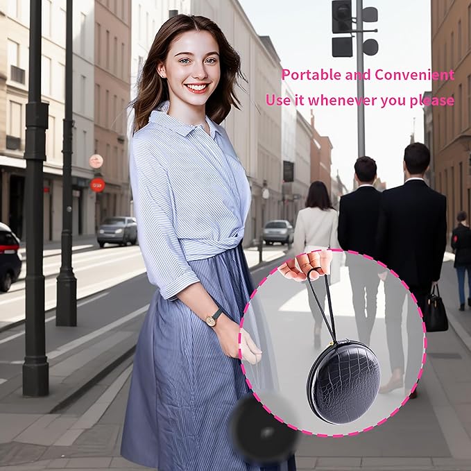 LED Makeup Mirror with Pouch, Portable Lighted Mirror, USB Rechargeable Travel Mirror, 3 Color Modes, Folding Vanity Mirror for Women