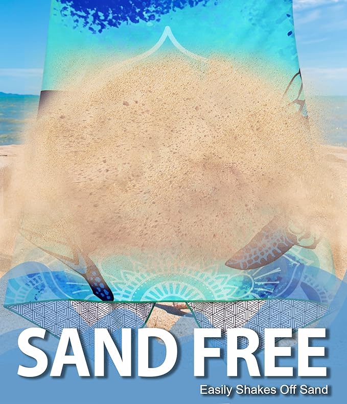 Margelife Sand Proof Microfiber Beach Towels Adult –Quick Fast Dry Beach Oversized for Swim Pool Yoga Travel Blanket Essentials Lightweight Accessories Must Haves Women Gifts Blue Coconut Tree