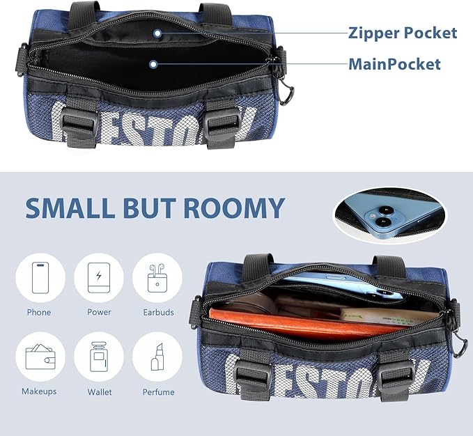 Geestock Mini Gym Bag for Women Men – Lightweight Compact 9'' Crossbody Duffel Bag with Adjustable Strap, Portable Small Gym Bag for Yoga, Workout, Travel, Navy Blue