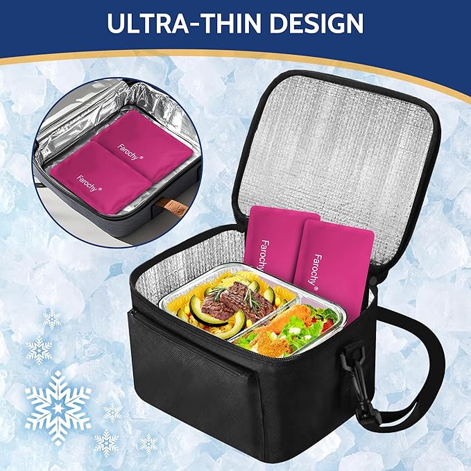 Farochy Reusable Ice Packs for Lunch Boxes - 2PCS Soft Ice Packs Freezer Packs for Cooler Gel Ice Packs, Keep Food Cold or Hot