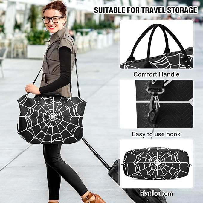 Spider Web Quilted Travel Bags Weekender Duffle Bags With Toiletry Bag Carry on Overnight Duffels Yoga Gym Bag for Airplanes Business Sports