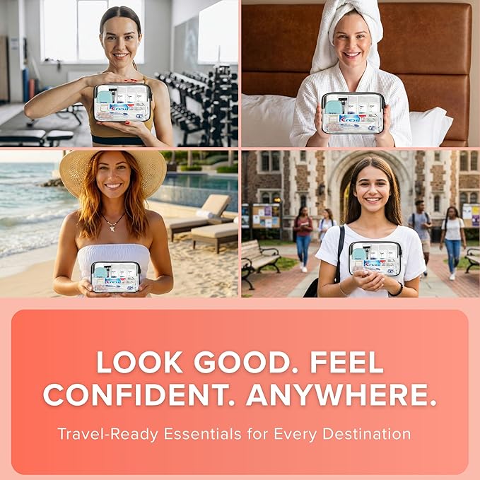 Trektote 12-Piece Women’s Travel Hygiene Kit with Toiletries & Grooming Essentials, TSA-Compliant, Clear Cosmetic Bag, Available in Bulk