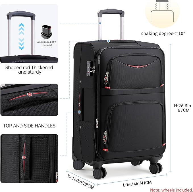 Softside Expandable Luggage with 4 Spinner Wheels, Durable Carry-On Luggage Suitcase (Blue, 2-Piece Set 21/25)