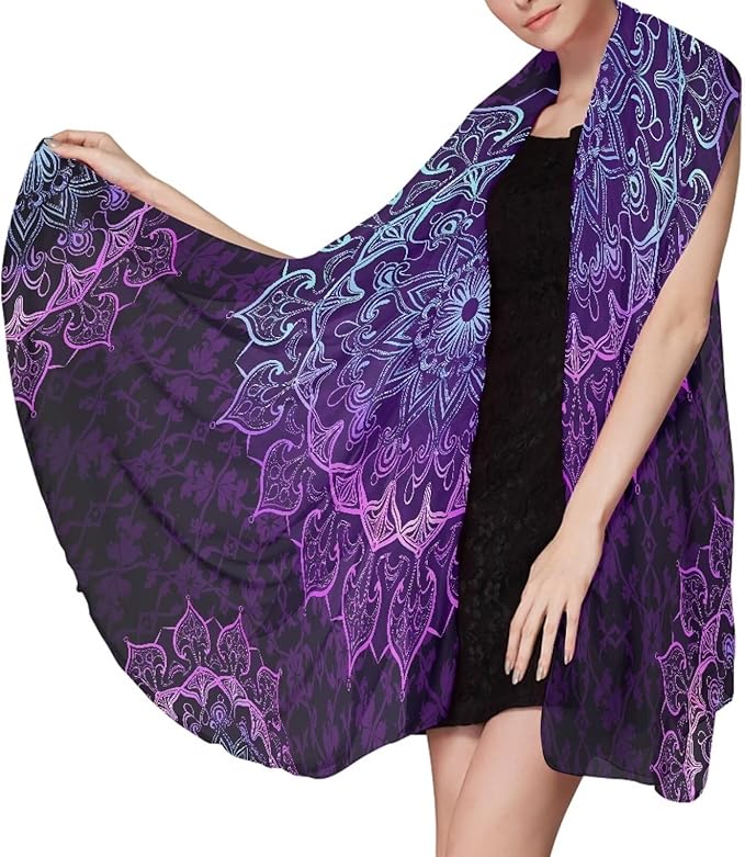 Lightweight Beach Towel Quick Drying, Absorbent Travel Towel for Swimmers, Sand Free Camping Towel, Soft Comfortable Beach Towels for Vacation, Pool, Swim L, Purple Boho Flower Print