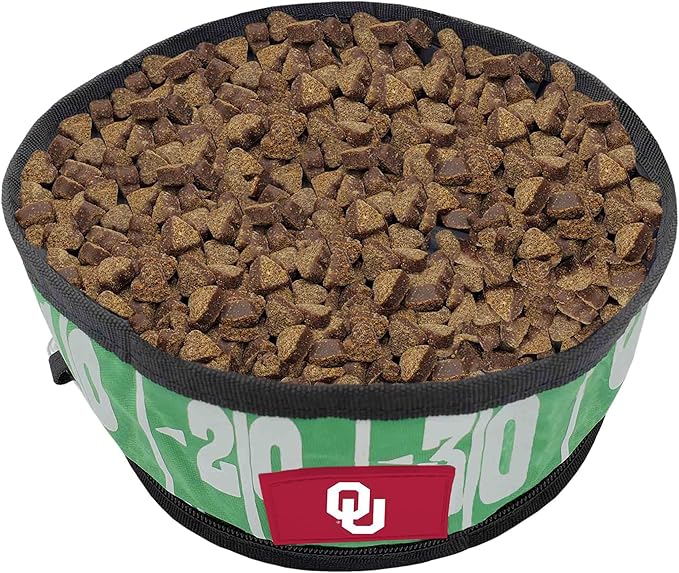 Pets First NCAA Oklahoma Sooners Collapsible Dog Travel Bowl Set, 2 Pack Food & Water Bowls for Dogs, Best Portable & Lightweight Leak-Proof Dog Bowls for Travel