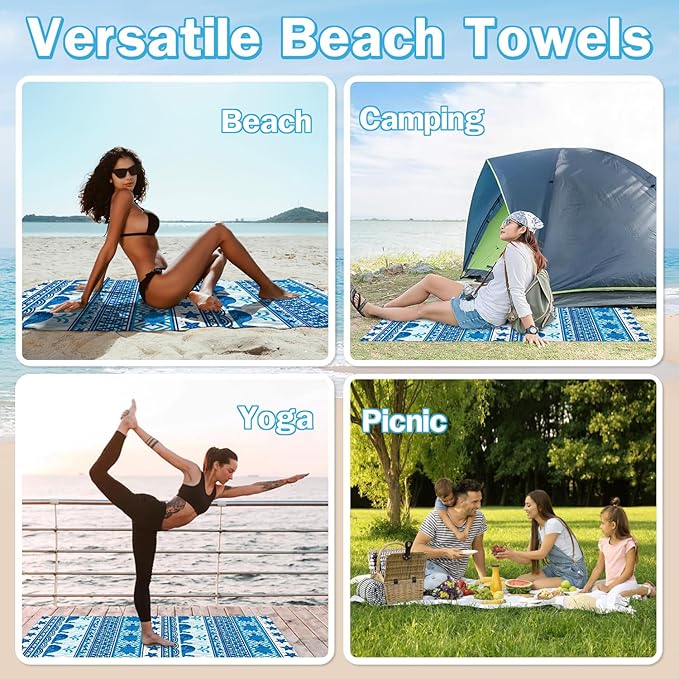 Whale Pattern Beach Towel - 30x60 Inch Fast Dry Microfiber Towel, Lightweight & Versatile for Beach, Pool, Yoga, Travel, Ideal as Beach Blanket & Vacation Essential
