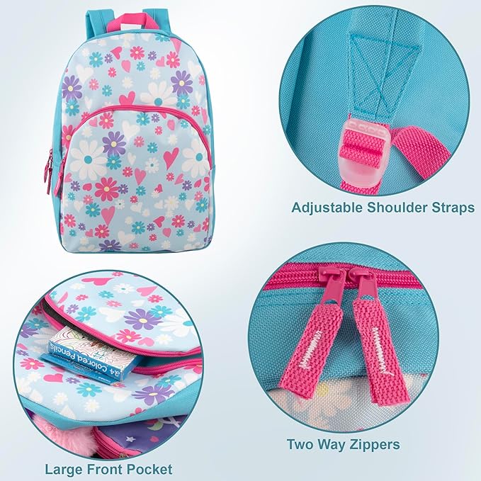 Trail maker 15 Inch Kids Backpacks for Boys & Girls | Preschool, Kindergarten, Elementary School Backpacks with Adjustable, Padded Straps (Dancing Daisies)