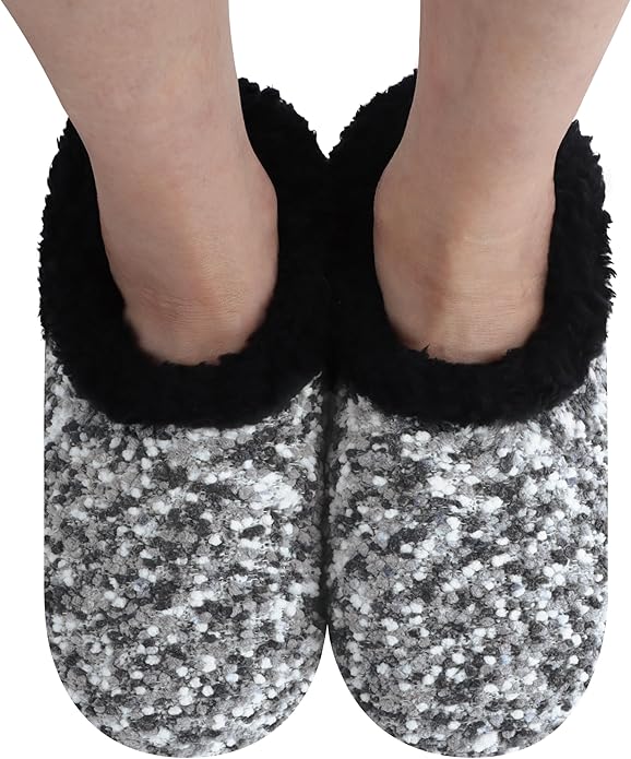 Snoozies Slipper Socks for Women Indoor, Cozy Sherpa-Lined Womens Slippers Non-Skid, Ladies Gifts