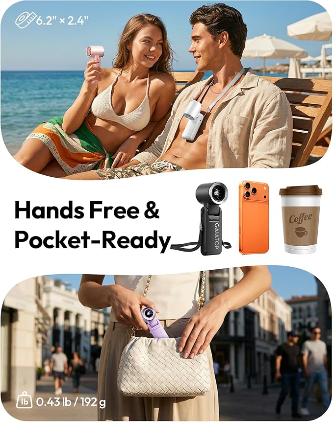Gaiatop Portable Handheld Turbo Fan, 21 Hrs Cooling, 180° Foldable 4-in-1 Hand Held Fans, 6-Speed (1-100) Personal Mini Handheld Fans, Small Portable Fan for Travel Working Outdoor, Women Gifts Purple