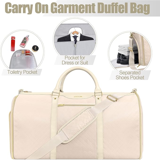 Convertible Garment Bag with Shoulder Strap, Carry on Garment Duffel Bag for Men Women,Waterproof & Wrinkle-Free Suit Carrier for Business Trips & Weekend Getaways, Foldable & Lightweight