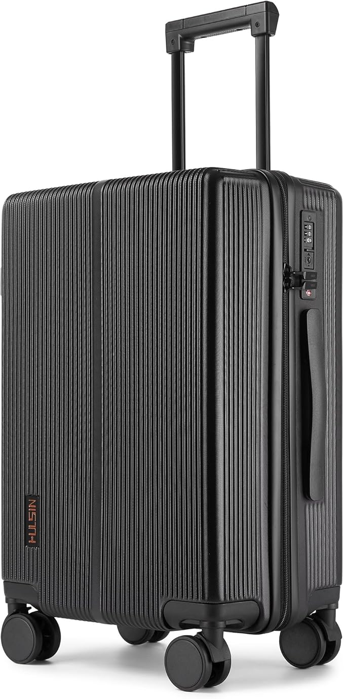 Carry On Luggage with TSA Lock, Carry on Suitcase 22x14x9 Airline Approved, Carry-on luggage with 360° Spinner Wheels, Hardside 20 Inch Lightweight Hard Shell Suitcase (Black, 20-Inch)