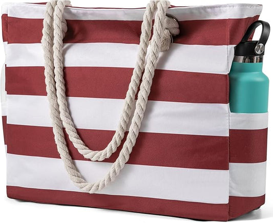 Clothirily Beach Bag for Women - Large Beach Tote Bag, Waterproof Sandproof Beach Bag with Zipper, Large Swim Pool Beach Tote
