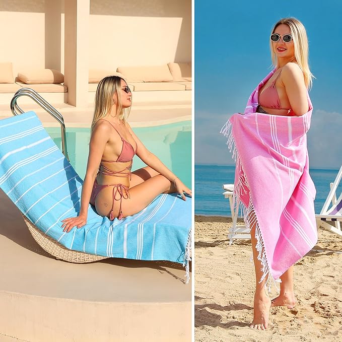 Beach Towel 2 Pack,Sand Free Beach Towels Oversized 39 x 72,Turkish Beach Towel Quick Dry Towel,Lightweight Pool Towels for Adults Travel Towel,Cool Beach Accessories Super Absorbent Towels