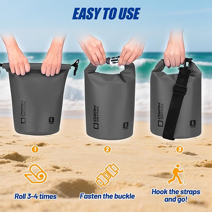 Waterproof Dry Bag, 5L/10L/20L/30L/40L Roll Top Lightweight Storage Backpack with Phone Case for Women & Men, Floating Waterproof Sack for Travel, Swimming, Kayaking, Paddle Board, Camping & Beach