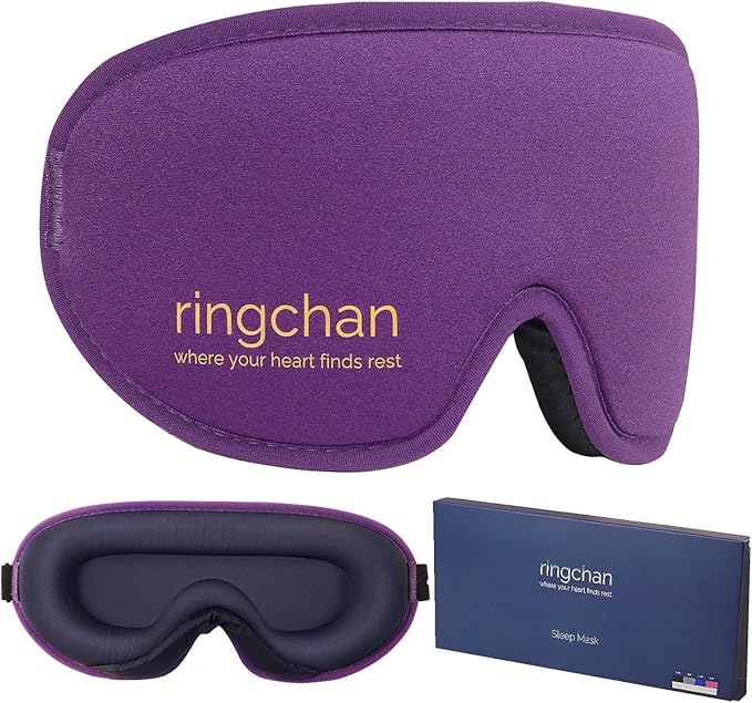 Meditation Eye Mask - 100% Blackout Sleep Masks for Women, Zero Eye Pressure - Nose Seal Eye Cover for Yoga Nidra, Naps & Travel, Adjustable Night Blindfold - Deep Lavender Purple