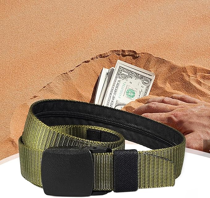 Money Waist Belt, Hidden Travel Pouch, Security Wallet with Blocking, Adjustable Strap for Documents Currency Tickets, Travel Gear, Anti Theft Belt for International Trips