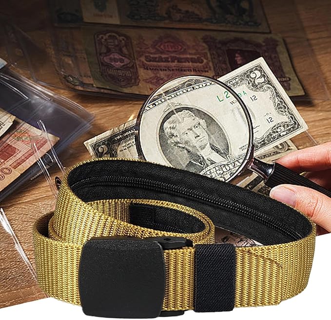 Money Waist Belt, Hidden Travel Pouch, Security Wallet with Blocking, Adjustable Strap for Documents Currency Tickets, Travel Gear, Anti Theft Belt for International Trips