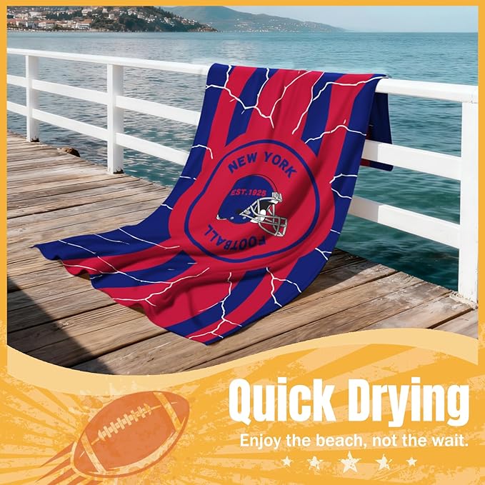 Football Fan Thin Lightweight Microfiber Beach Towel New York Themed Oversized Towels Men Women Giants Team Dad Husband Guy Him Christmas Xmas Father Day Novelty Prank Hilarious Naughty