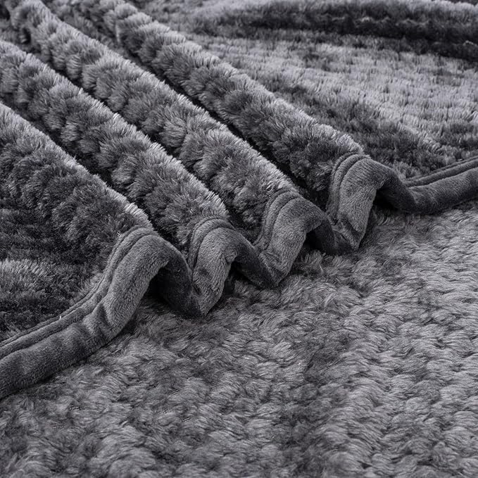 Fuzzy Blanket or Fluffy Blanket for Baby, Soft Warm Cozy Coral Fleece Toddler, Infant or Newborn Receiving Blanket for Crib, Stroller, Travel, Decorative, 30”×40”, Flint Gray+Dark Grey