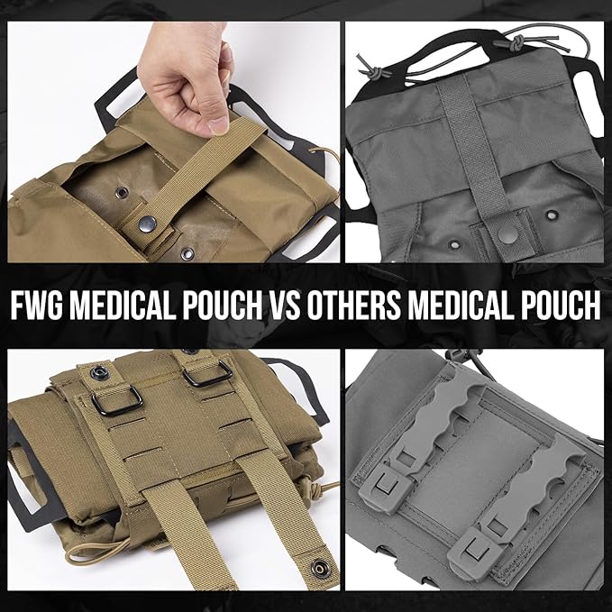 Tactical IFAK Pouch, Rapid Tear-Away First Aid Kit Two-Piece System Medical Pouches Emergency Survival Bag for Outdoor Travel Hiking