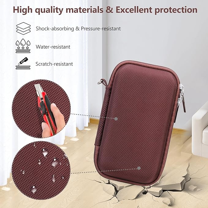 Hard Travel Case for Sony ZV-1F / ZV-1 / ZV-1 II Digital Camera, Storage Holder Travel Bag with Zipper Mesh Pocket for Battery Pack, Charging Cable, USB Card, Black, Brown