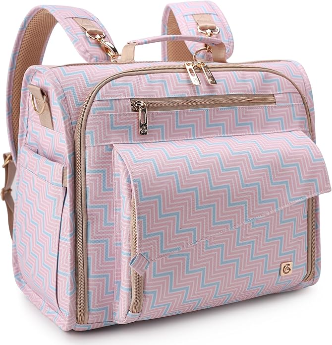 ALLCAMP Diaper Backpack, Waterproof Large Capacity Baby Bag, Multi-Function Nappy Bag with Stroller Hooks, Convertible Tote
