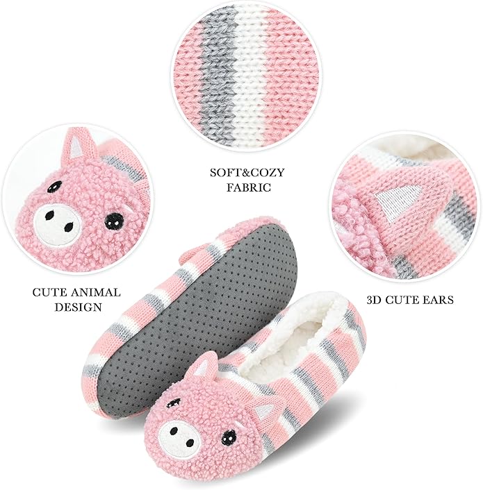 DICUIRD Womens Cute Animal Soft Sole Slipper Socks with Grippers-Fuzzy House Slippers