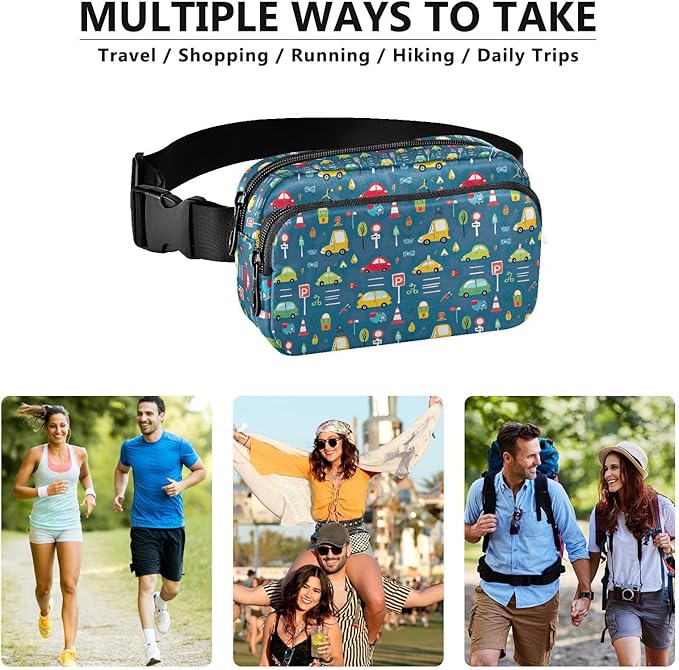 Kawaii Car Traffic Light Fanny Pack for Women Men Water Resistant Fashion Waist Packs with Adjustable Strap Belt Bag for Travel Workout Jogging Hiking 21219467
