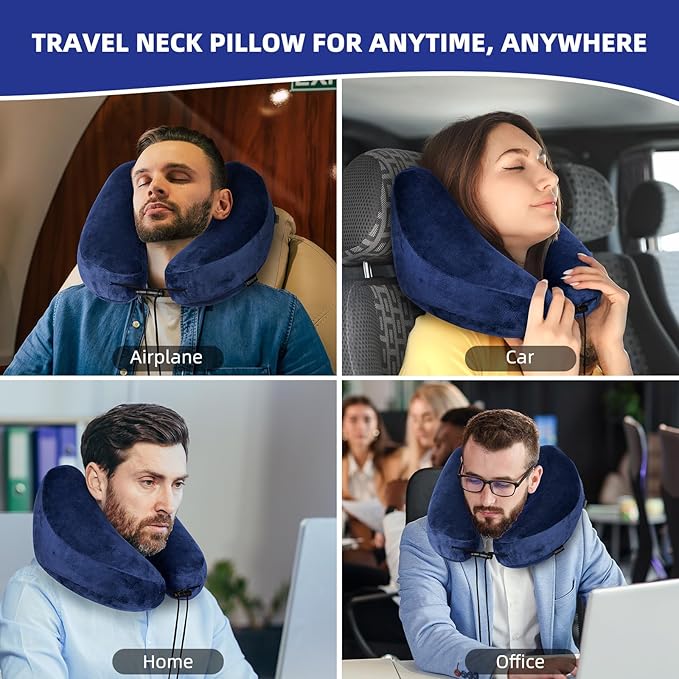 Inflatable Travel Pillow, H-Shape Inflatable Neck Pillow for Traveling on Plane, Washable Cover Travel Pillow Airplane Pillow for Neck Support, Blow up Neck Pillows for Air Travel