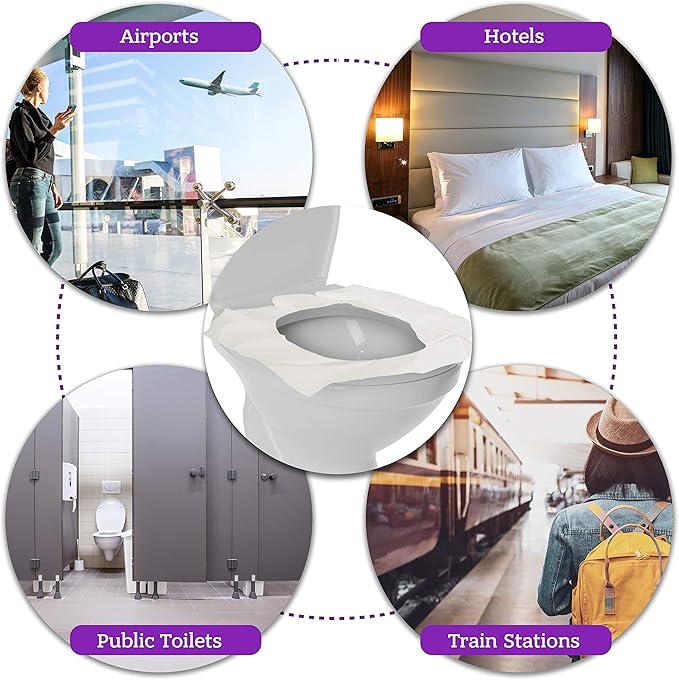 Disposable Paper Toilet Seat Covers 8 Packs (80-Count) + 2 Free Packs (20-Count)!
