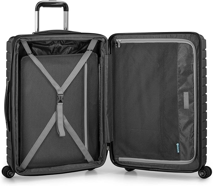 Traveler's Choice Archer Polycarbonate Hardside Spinner Luggage Set, Tie Down Straps, Black, 2-Piece